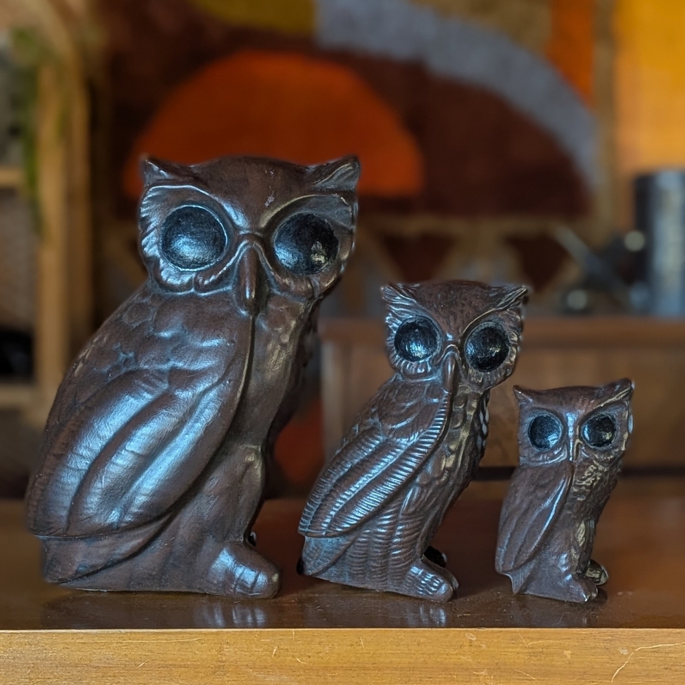 Vintage 60s 70s Owl Set